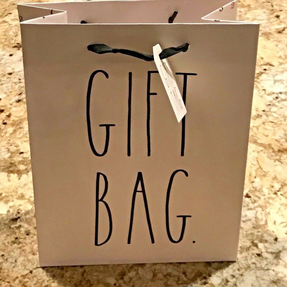 Rae Dunn GIFT BAG LL BLACK Christmas with Tags